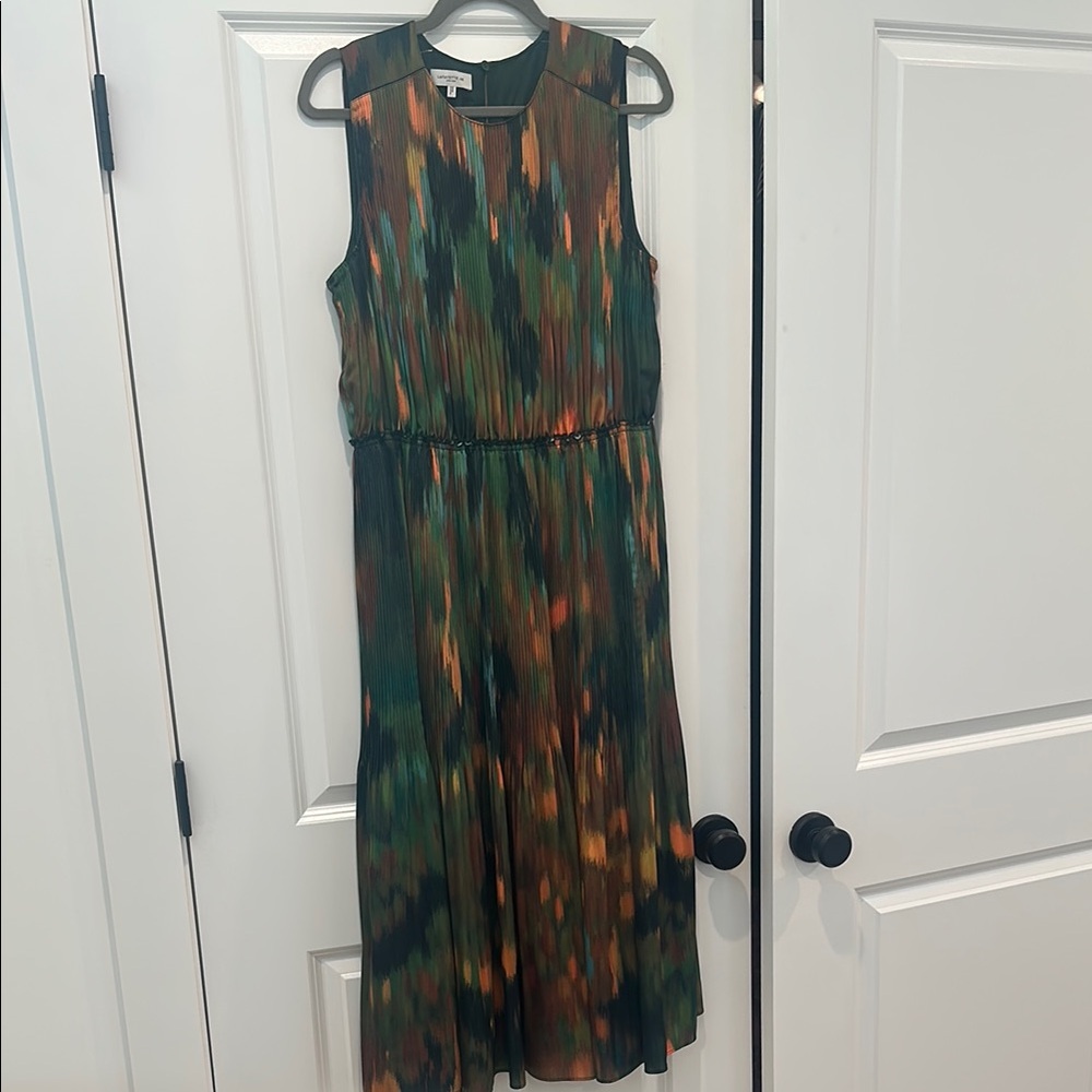 Lafayette 148 Sleeveless Midi Dress- Watercolor Emerald Green